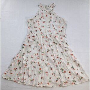 Fourteenth Place Womens Cream Floral Size Medium Sleeveless Halter Dress